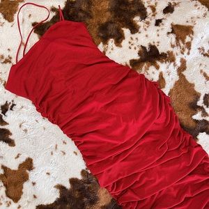 Red Body Con Midi Dress